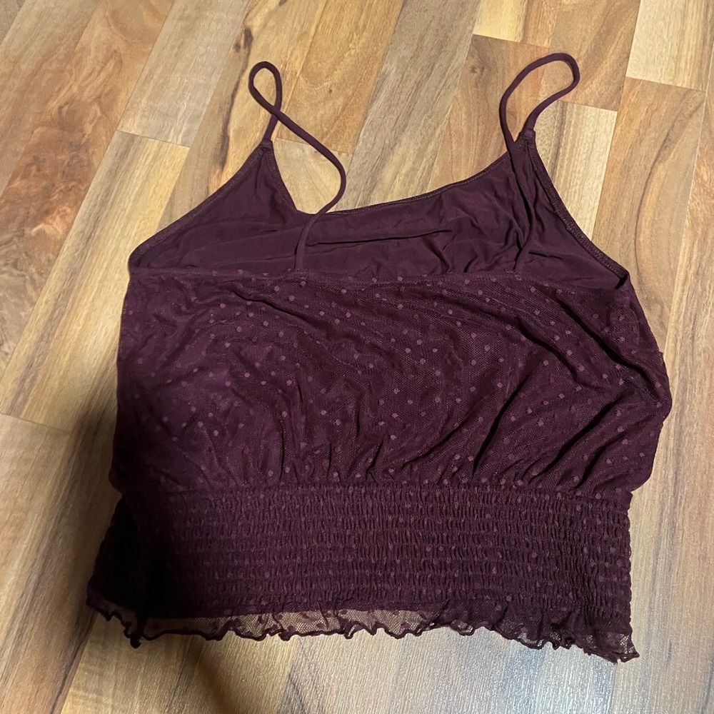 Purple polka dot smocked crop top - Picture 4 of 5